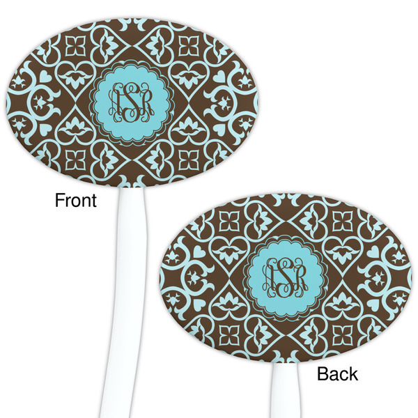 Floral White Plastic 7" Stir Stick - Double Sided - Oval - Front & Back