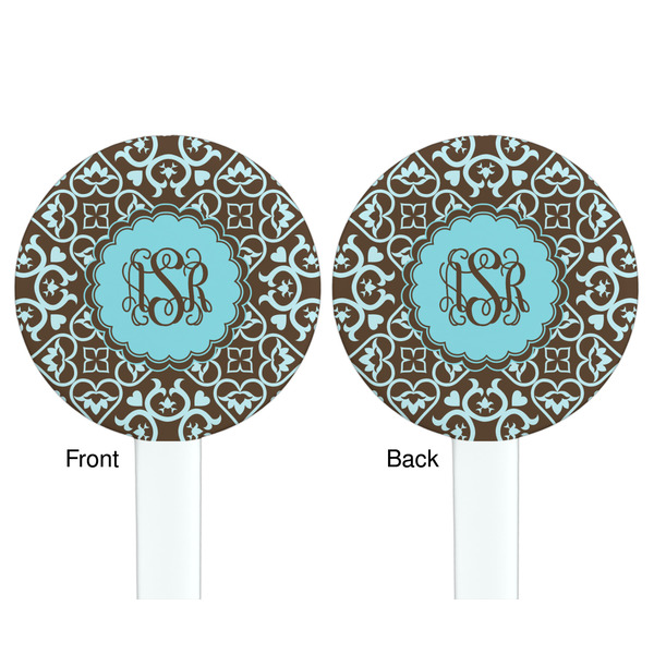 Floral White Plastic 7" Stir Stick - Double Sided - Round - Front & Back