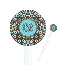 Floral 7" Round Plastic Stir Sticks - White - Double Sided (Personalized)