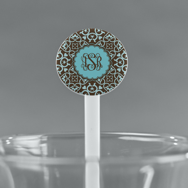 Floral White Plastic 7" Stir Stick - Round - Main