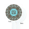 Floral White Plastic 7" Stir Stick - Single Sided - Round - Front & Back