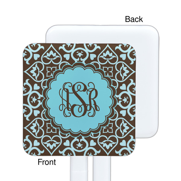 Floral White Plastic Stir Stick - Single Sided - Square - Approval