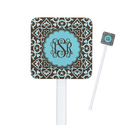 Floral Square Plastic Stir Sticks - Double Sided (Personalized)