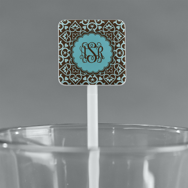 Floral White Plastic Stir Stick - Square - Main
