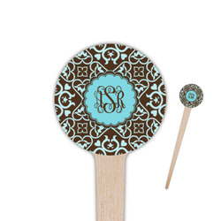 Floral 4" Round Wooden Food Picks - Double Sided (Personalized)