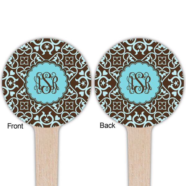 Floral Wooden 4" Food Pick - Round - Double Sided - Front & Back