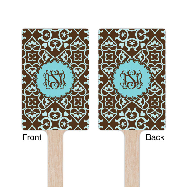 Floral Wooden 6.25" Stir Stick - Rectangular - Double Sided - Front & Back