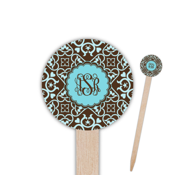 Custom Floral Round Wooden Food Picks (Personalized)