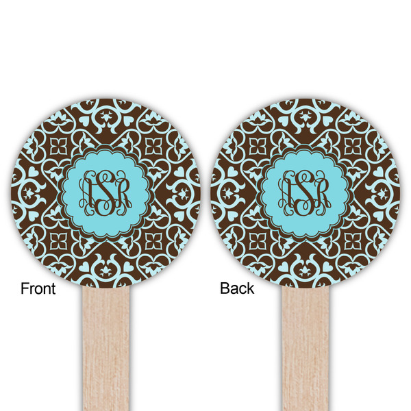 Floral Wooden 6" Food Pick - Round - Double Sided - Front & Back