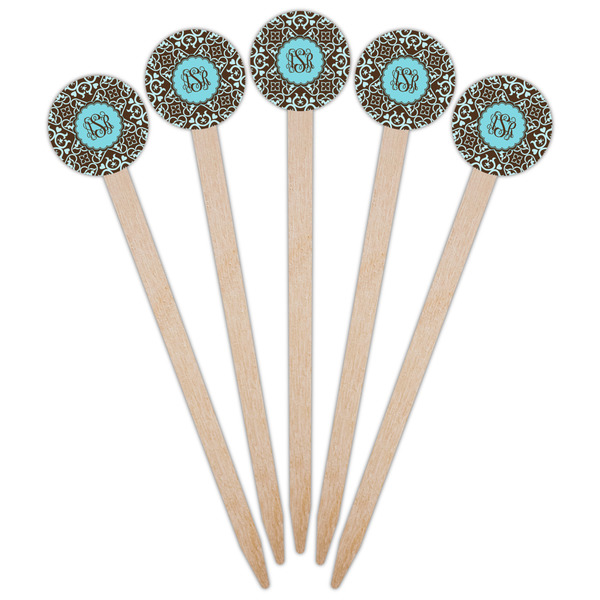 Floral Wooden 6" Food Pick - Round - Fan View