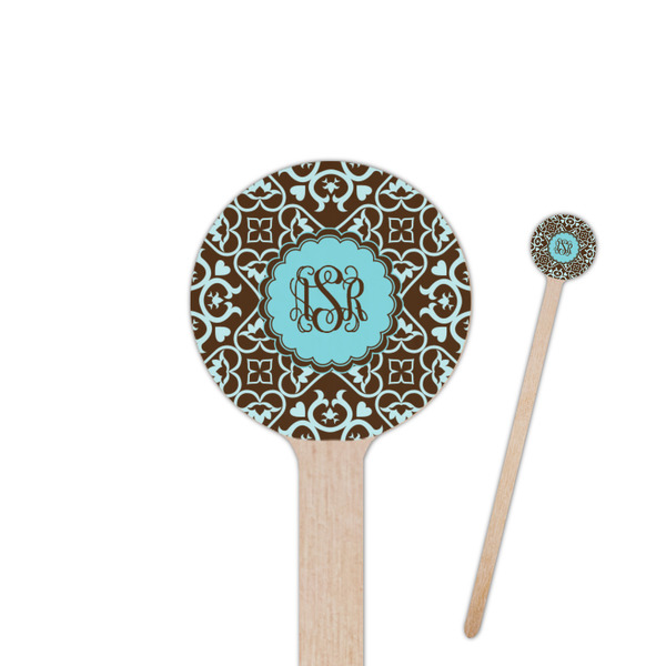Custom Floral 6" Round Wooden Stir Sticks - Double Sided (Personalized)