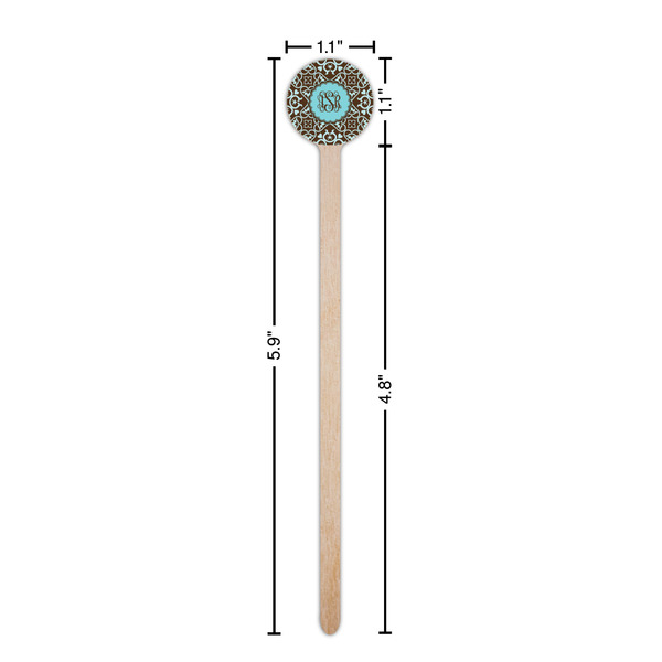 Floral Wooden 6" Stir Stick - Round - Dimensions