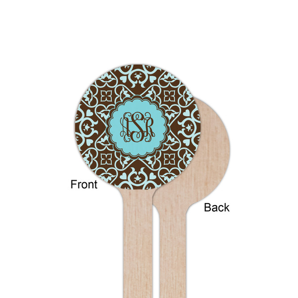 Floral Wooden 6" Stir Stick - Round - Single Sided - Front & Back