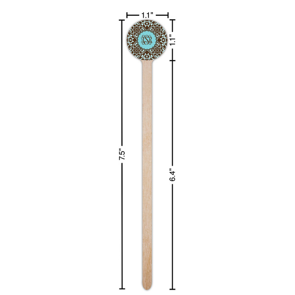 Floral Wooden 7.5" Stir Stick - Round - Dimensions
