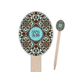 Floral Oval Wooden Food Picks - Double Sided (Personalized)