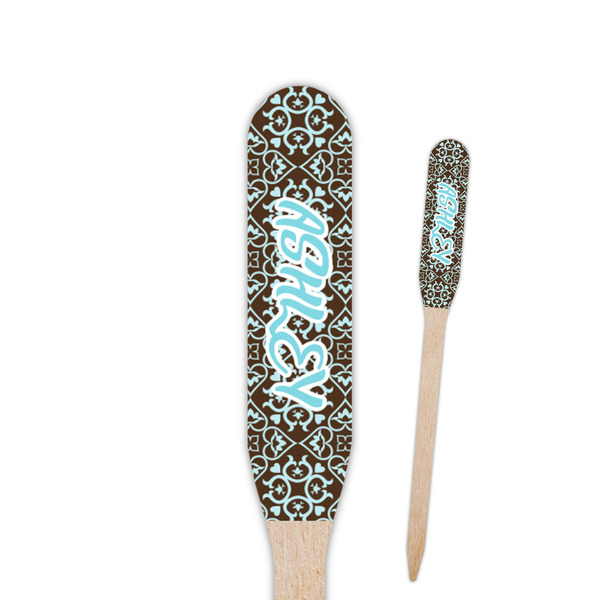 Custom Floral Paddle Wooden Food Picks - Single Sided (Personalized)