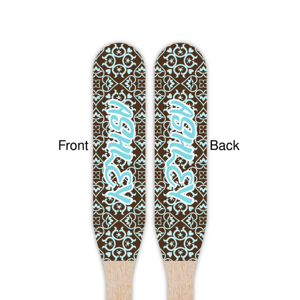 Floral Wooden Food Pick - Paddle - Double Sided - Front & Back