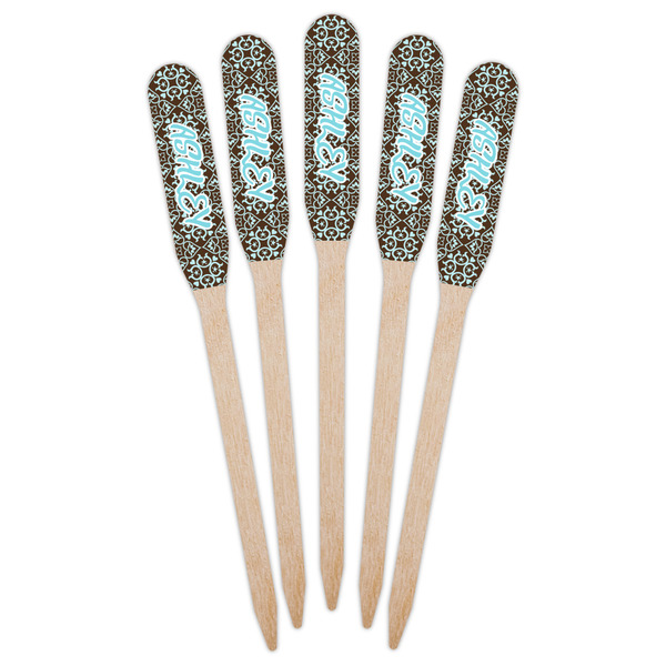 Floral Wooden Food Pick - Paddle - Fan View