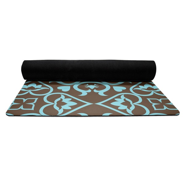 Floral Yoga Mat Rolled up Black Rubber Backing