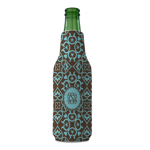 Floral Zipper Bottle Cooler - FRONT (bottle)