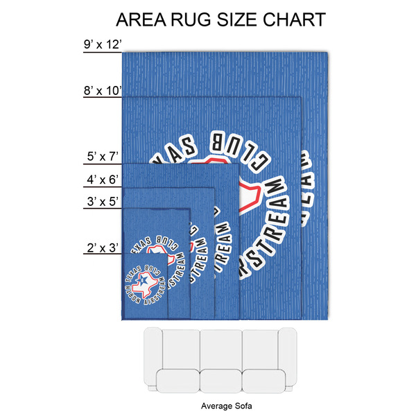 North Texas Airstream Club 2'x3' Indoor Area Rugs - Size Chart
