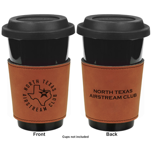 North Texas Airstream Club Cognac Leatherette Mug Sleeve - Double Sided Approval