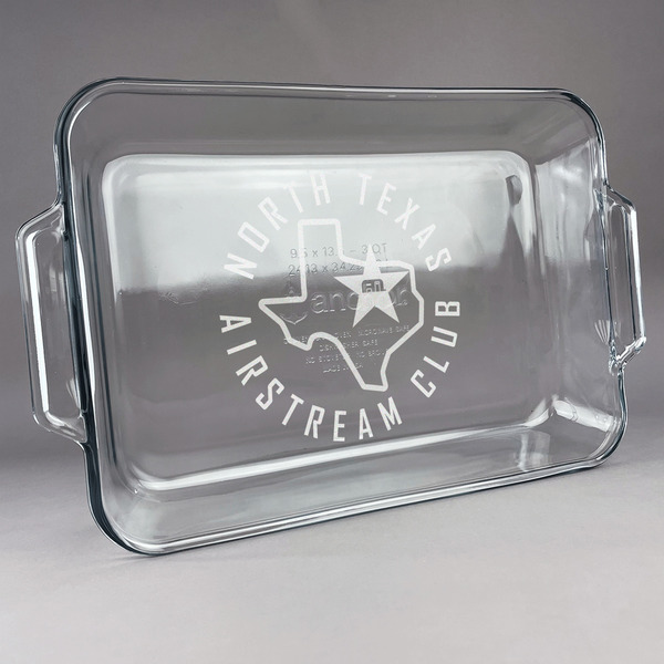 Custom North Texas Airstream Club Glass Baking and Cake Dish