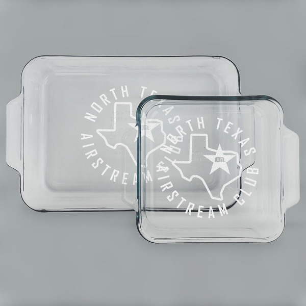 Custom North Texas Airstream Club Glass Baking & Cake Dish Set - 13in x 9in & 8in x 8in