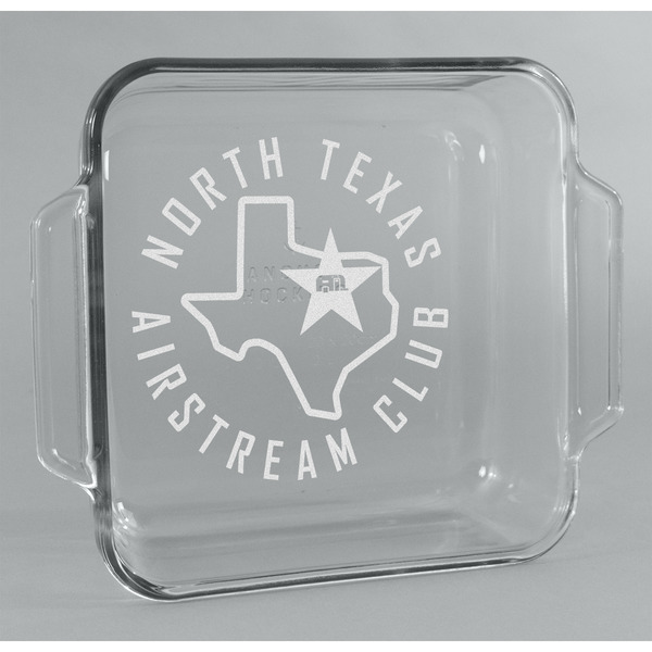 Custom North Texas Airstream Club Glass Cake Dish - 8in x 8in