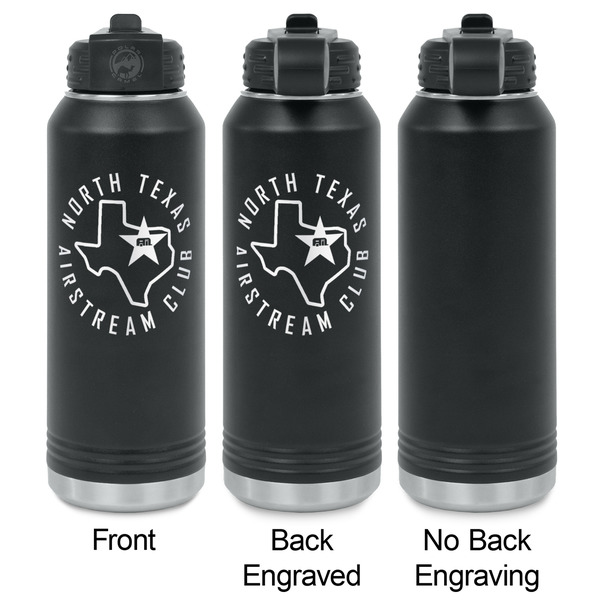 North Texas Airstream Club Laser Engraved Water Bottles - 2 Styles - Front & Back View