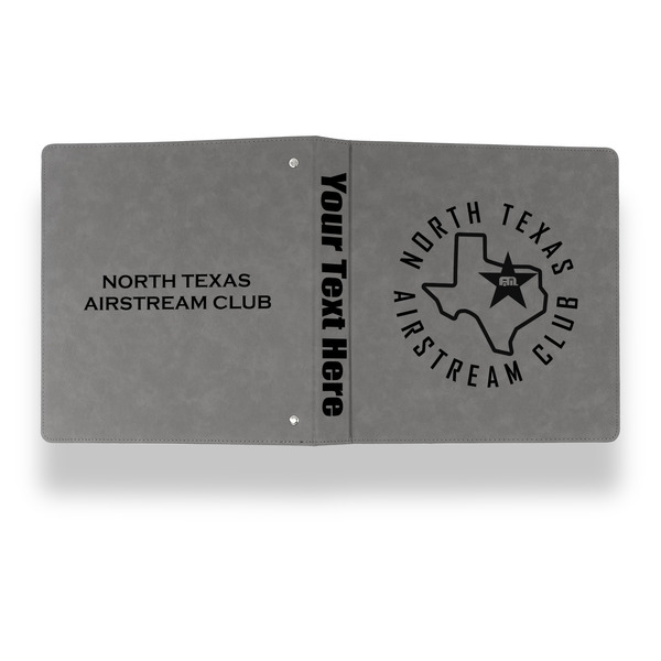 North Texas Airstream Club Leather Binder - 1" - Grey - Back Spine Front View