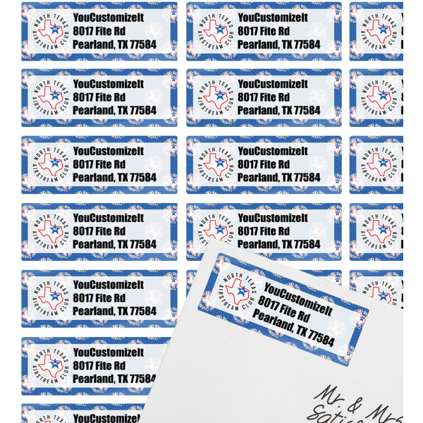 North Texas Airstream Club Mailing Label on Envelope - Multiple Labels