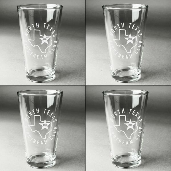 North Texas Airstream Club Set of Four Engraved Beer Glasses - Individual View