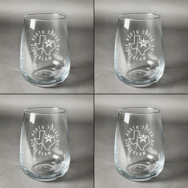 North Texas Airstream Club Set of Four Personalized Stemless Wineglasses (Approval)