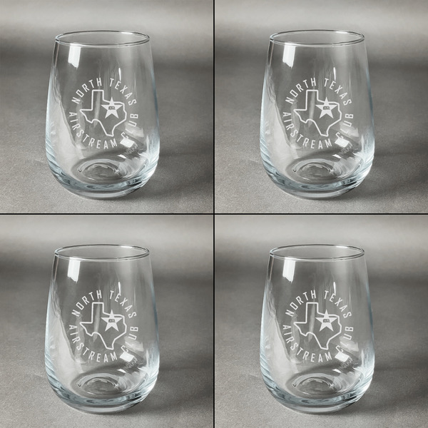 North Texas Airstream Club Set of Four Personalized Stemless Wineglasses (Approval)