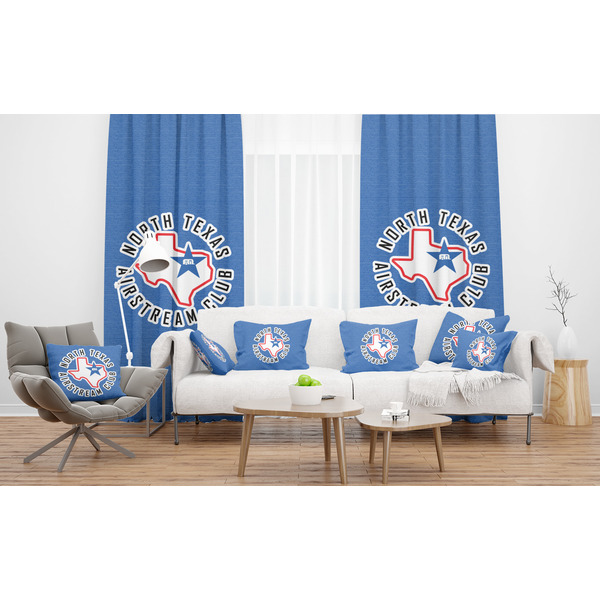 North Texas Airstream Club Sheer and Custom Curtains in Room with Matching Pillows