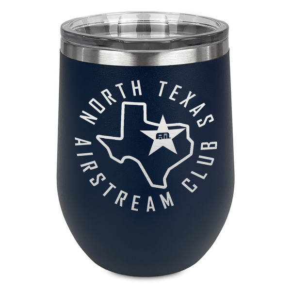 North Texas Airstream Club Stainless Wine Tumblers - Navy - Single Sided - Front