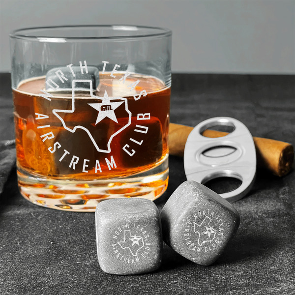North Texas Airstream Club Whiskey Stones - Set of 3 - In Context