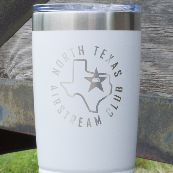 North Texas Airstream Club White Polar Camel Tumbler - 20oz - Close Up