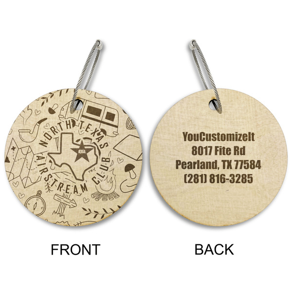 North Texas Airstream Club Wood Luggage Tags - Round - Approval
