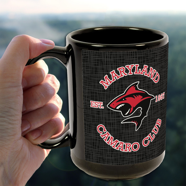Maryland Camaro Club Logo 15oz. Black Mug - Lifestyle