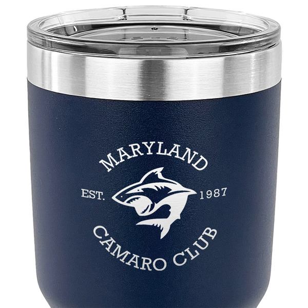 Maryland Camaro Club Logo 30 oz Stainless Steel Ringneck Tumbler - Navy - CLOSE UP