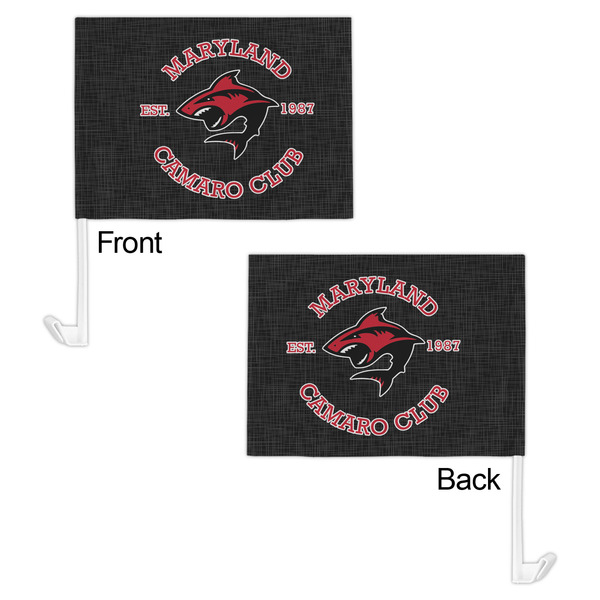 Maryland Camaro Club Logo Car Flag - 11" x 8" - Front & Back View