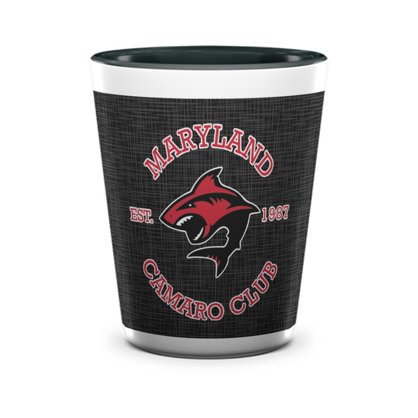 Maryland Camaro Club Logo Ceramic Shot Glass - Two Tone - Front