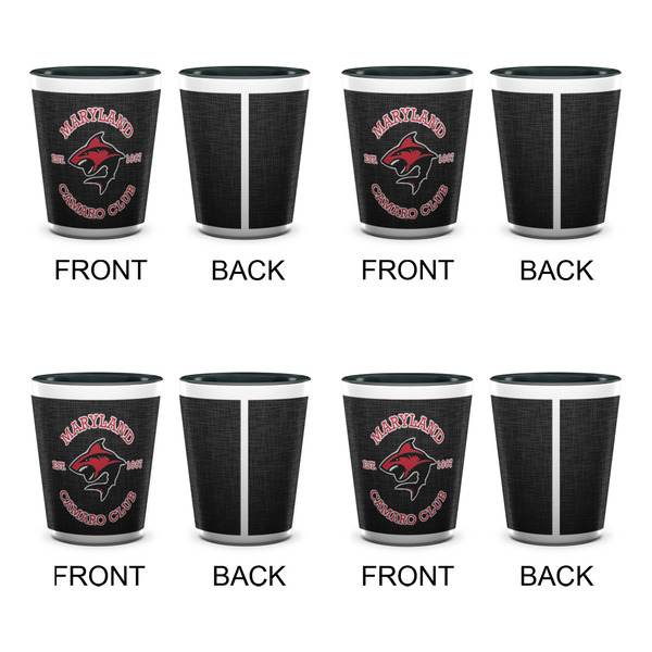 Maryland Camaro Club Logo Ceramic Shot Glasses - Two Tone - Set of 4 - Front & Back