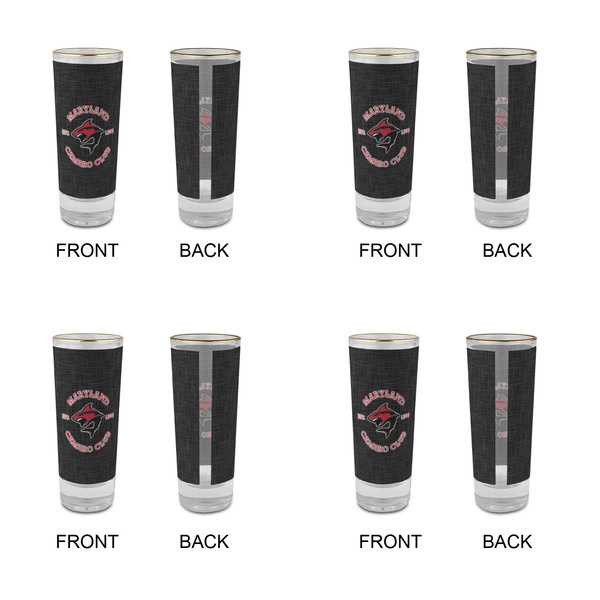 Maryland Camaro Club Logo Glass Shot Glass - 2oz - Set of 4 - Front & Back