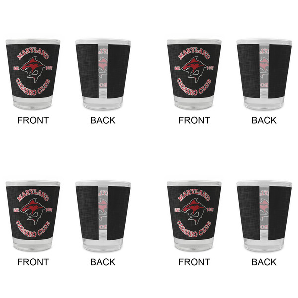 Maryland Camaro Club Logo Glass Shot Glass - Standard - Set of 4 - Front & Back