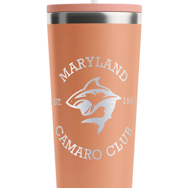 Maryland Camaro Club Logo Peach RTIC Everyday Tumbler - 28 oz. - Close Up
