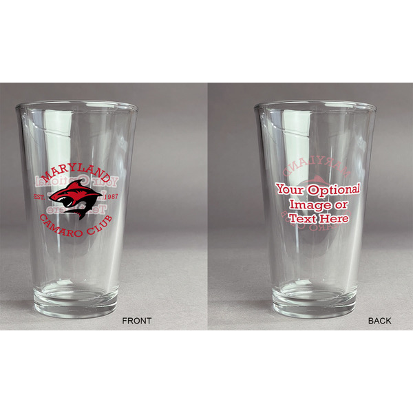 Maryland Camaro Club Logo Pint Glass - Two Content - Approval