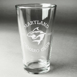 Maryland Camaro Club Logo Pint Glass - Laser Engraved